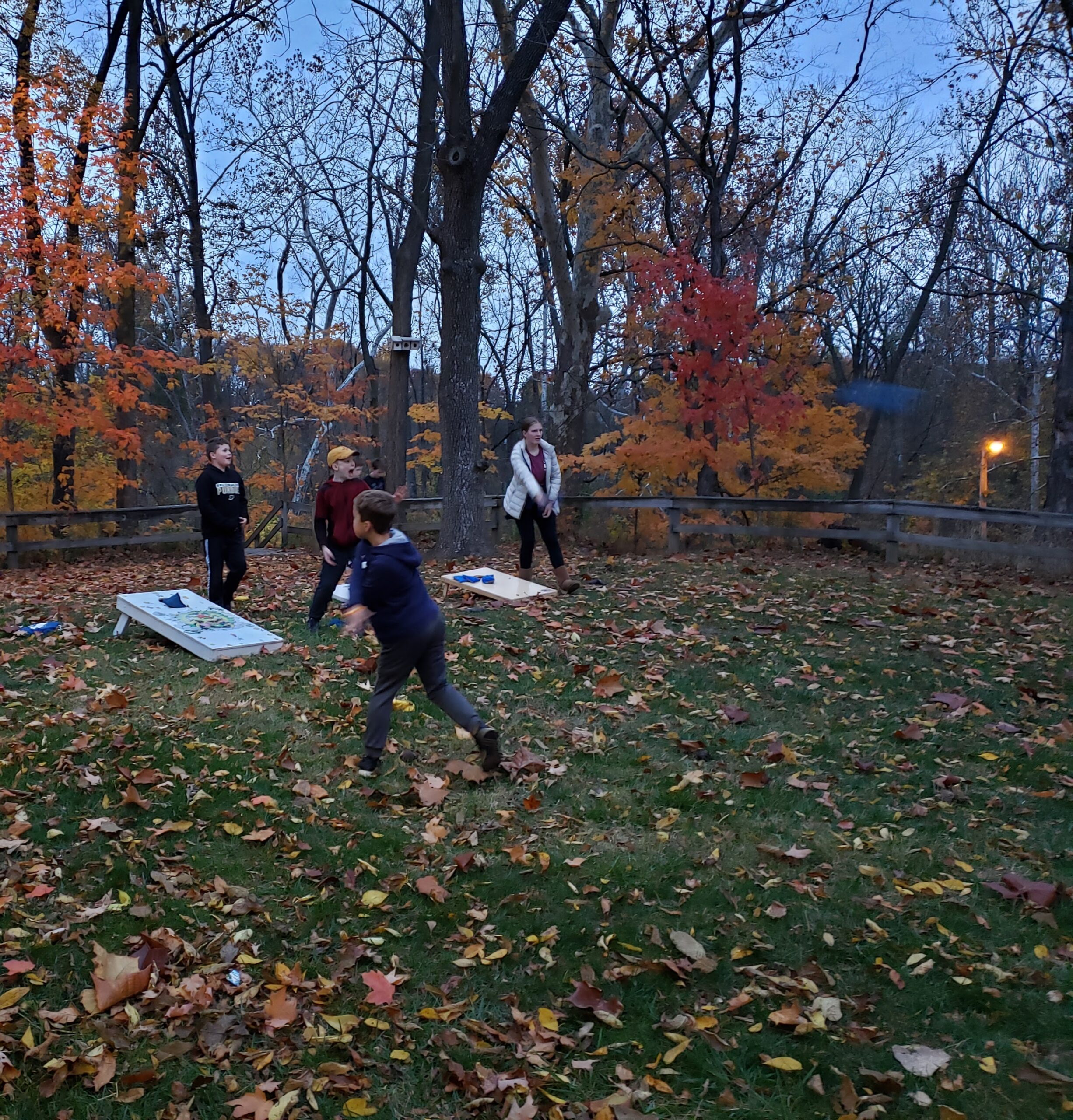 Cornhole Tournament at Our Fall Party